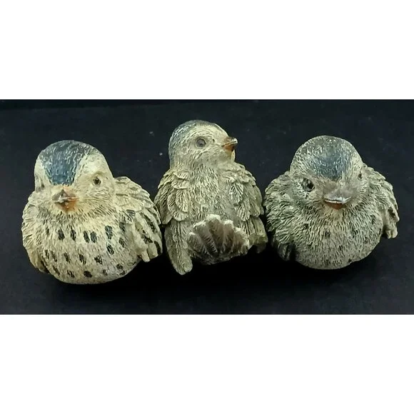 3 Mini Birds Figurine Cute Window Shelf Decoration Resin - Picture 3 of 12